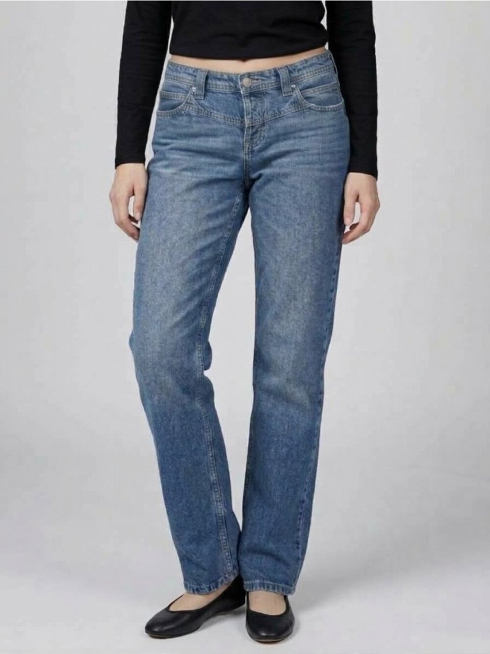 FP We The Free Low Rise Straight Leg Jeans 28 Medium Wash Minimalist Grunge